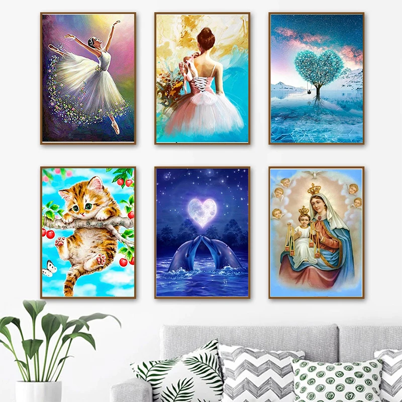 

Набор для алмазной вышивки «сделай сам», мозаика с изображением животных из мультфильмов, пейзажа, вышивка крестиком, украшение для дома, по...