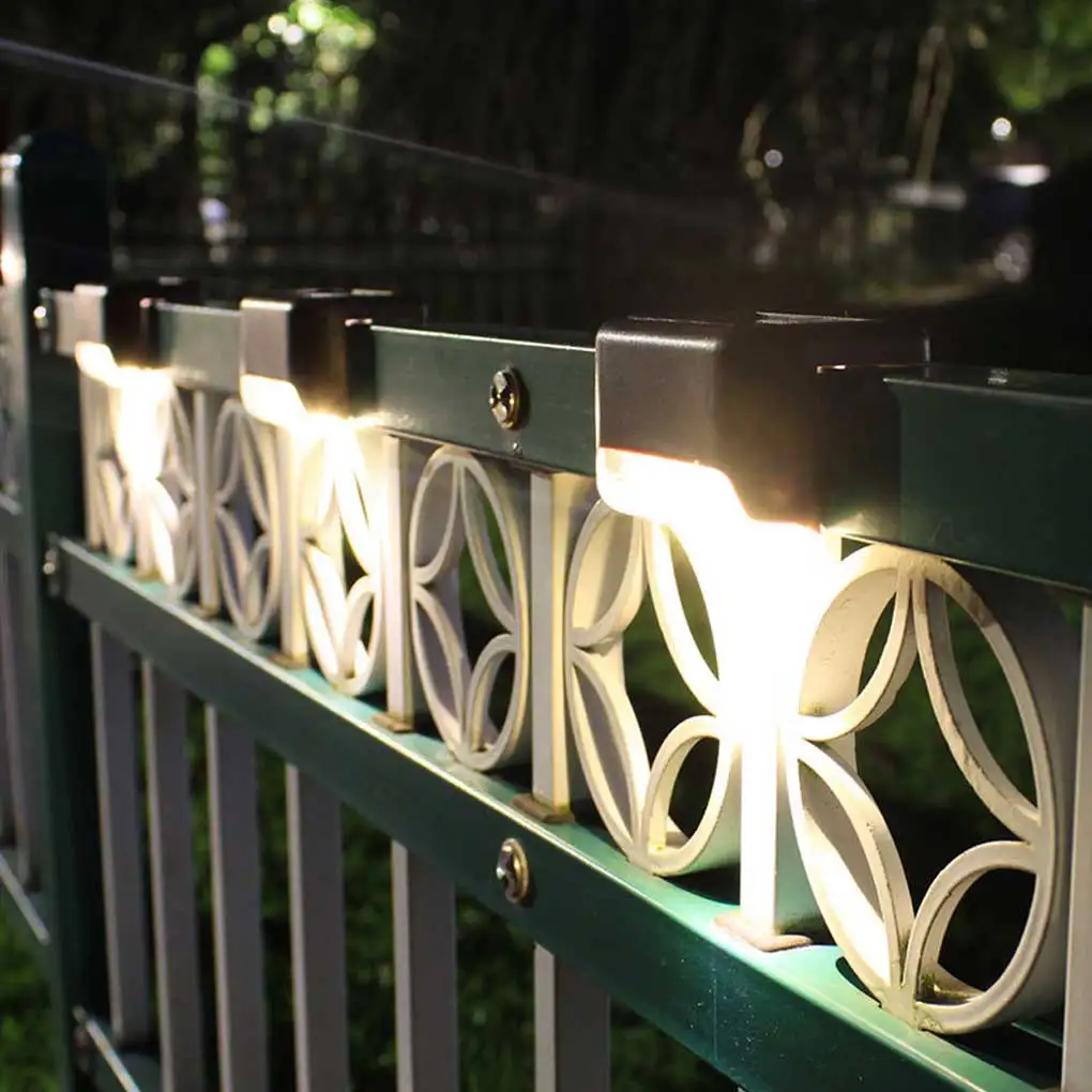 

4 Pieces Path Stair LED Solar Lights Night Light Landscape Staircase Night-lights Lamp Decoration Black White light