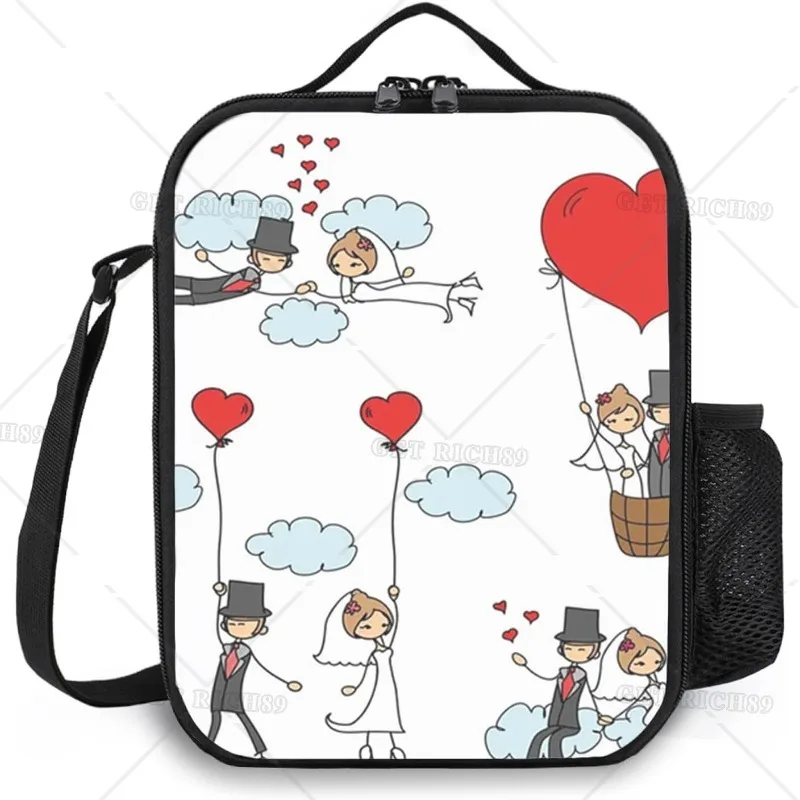 

Свадебные сумки для обеда для женщин, парные карикатуры для свадьбы, герметичный изолированный Ланч-бокс, многоразовая сумка-холодильник на молнии для работы