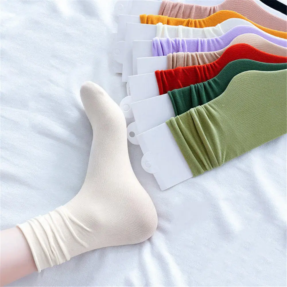 

Women Summer Socks Ladies Japanese Middle Tube Pile Stocking Black White Khaki Beige Harajuku High Sock One size