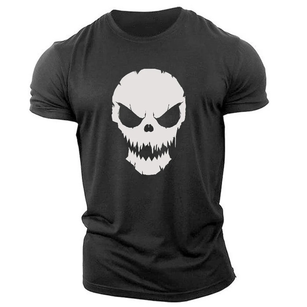 

Summer Fashion Man Fitness Short Sleeve T Shirts Sports Casual Oversized Skull Zero Fitted Hip Hop Tops Men's Clothes Multicolor