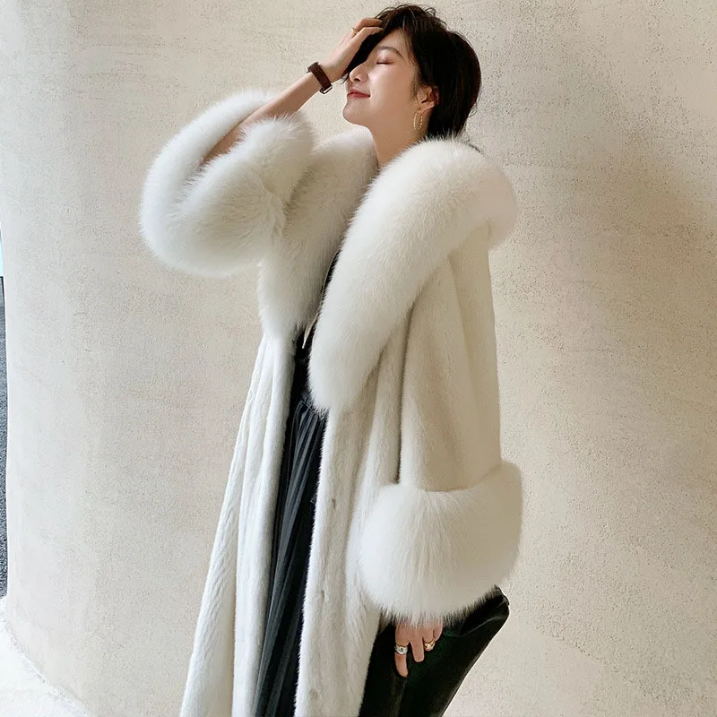 Plush Coat Woman Faux Fox Fur Y2k Jacket Winter Coats 2022 Warm Long Elegant European and American Fashion Fluffy Teddy Clothing