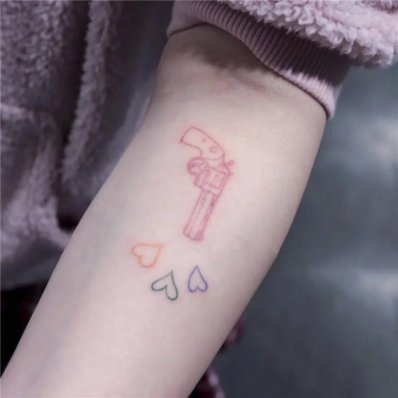 

Водостойкая Временная тату-наклейка, милая розовая пусковая татуировка в форме сердца для боди-арта, имитация татуировки, Милая женская тат...