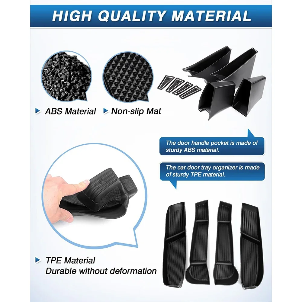 Дверной лоток BEVO карманы с ручками для Tesla Model Y 2024-2020 аксессуары дверной