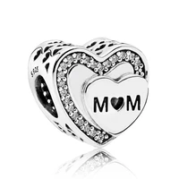 authentic 925 sterling silver moments love heart tribute to mum with crystal charm fit women pandora bracelet necklace jewelry
