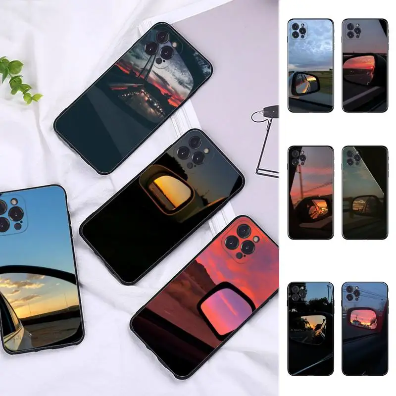 

Rearview mirror Phone Case For iPhone 14 11 12 13 Mini Pro Max 8 7 6 6S Plus X SE 2020 XR XS Funda Case
