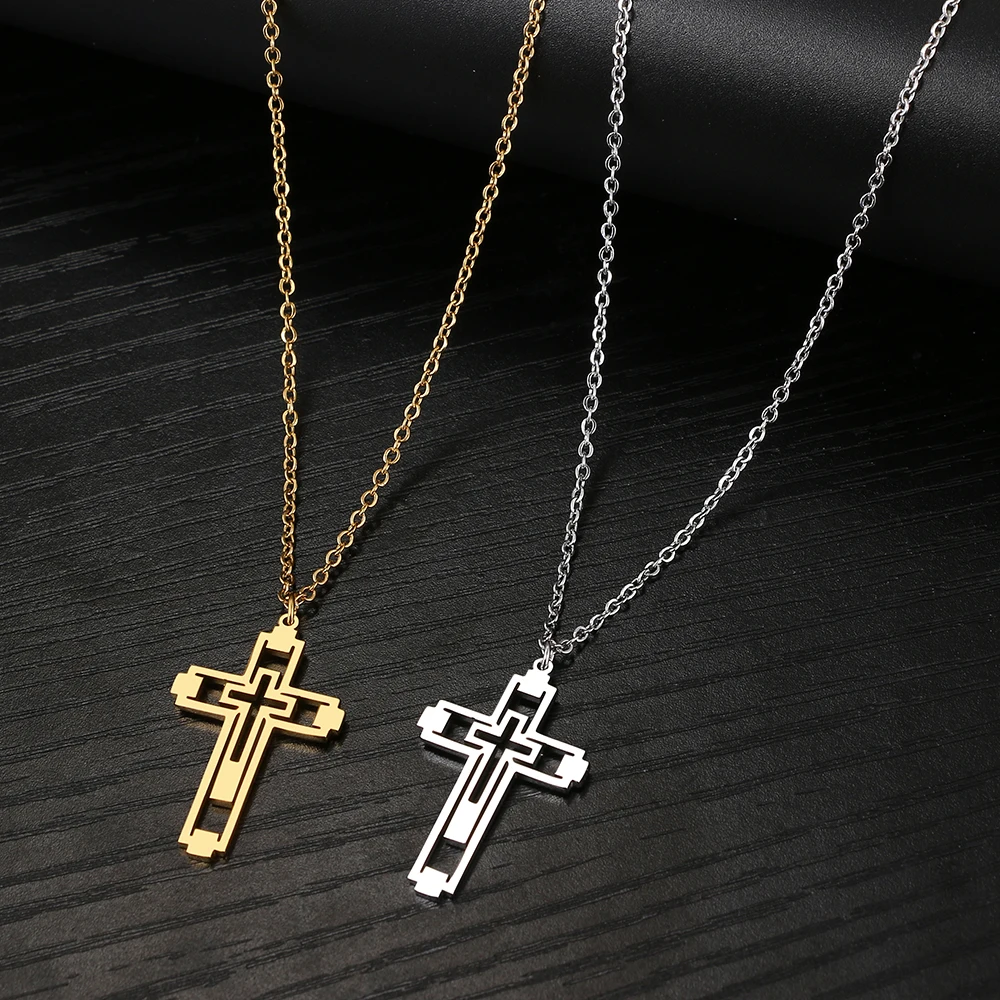 

Stainless Steel Necklaces Cross Goth Hip Hop Pendant Choker Men's Chain Fashion Necklace For Women Jewelry Party Gifts
