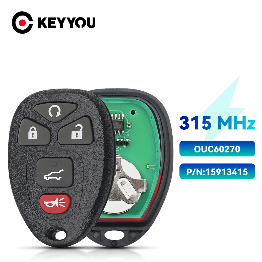 KEYYOU-llave de coche con Control remoto, OUC60270, 315Mhz, para Buick, Chevrolet, Tahoe, Traverse, Equinox, Silverado, GMC, Avalanche, Acadia, Savana