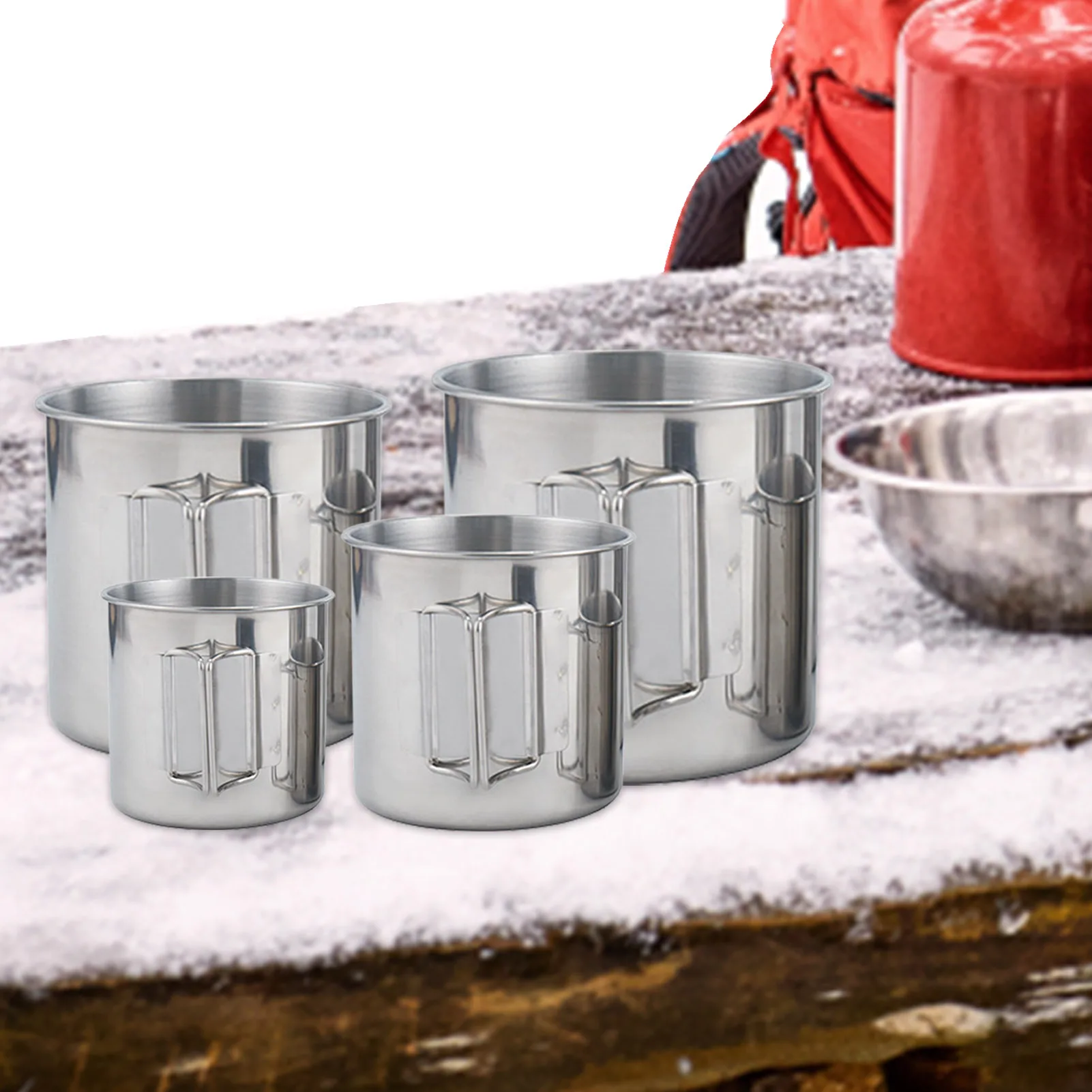 

Туристическая кружка с ручкой, семейный набор из 4 чашек для пикника, походов и пешего туризма