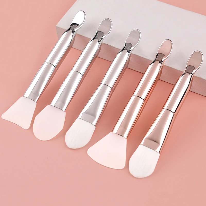 

1pc Soft Hair Facial Facial Mask Brush Mud Brush Liquid Foundation Contour Makeup Brushes Double-Ended Silicone makeup tools