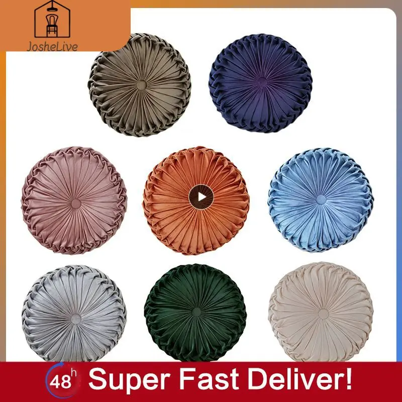 

5/8/10PCS European Style Round Solid Color Cushion Pouf Throw Velvet Pleated Home Textile Soft Comfortable Sofa Pillow Back