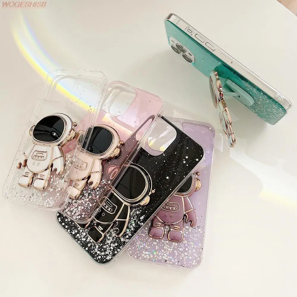 

Plating Astronaut Phone Holder Glitter Case For Samsung Galaxy A32 A33 A40 A41 A42 A50 A51 A52 A53 A70 A71 A72 A73 A80 A81 A91