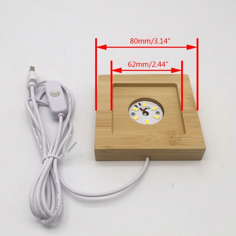 

Solid Wood LED Luminous Lamps Holder Creative Wooden Crafts Night Lights Ornaments USB Crystal Weather Bottles Bases
