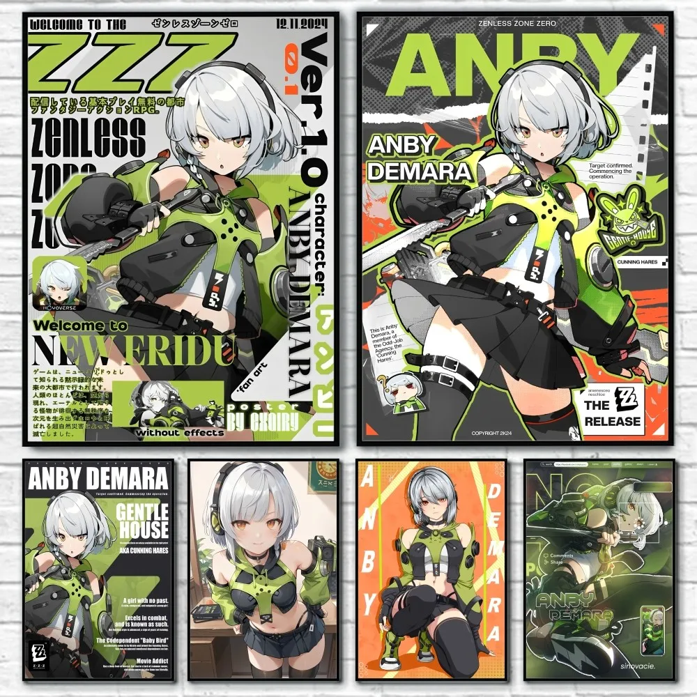 Наклейка-плакат MINISO Anby Demara Zenless Zone Sexy girl