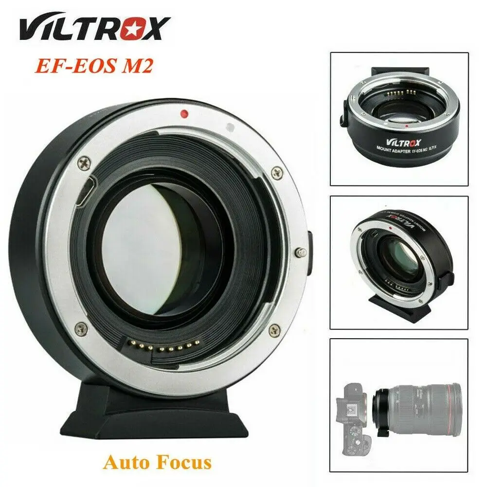 

Viltrox EF-EOS M2 AF Auto-focus EXIF 0.71X Reduce Speed Booster Lens Adapter Turbo for Canon EF lens to EOS M5 M6 M50 Camera