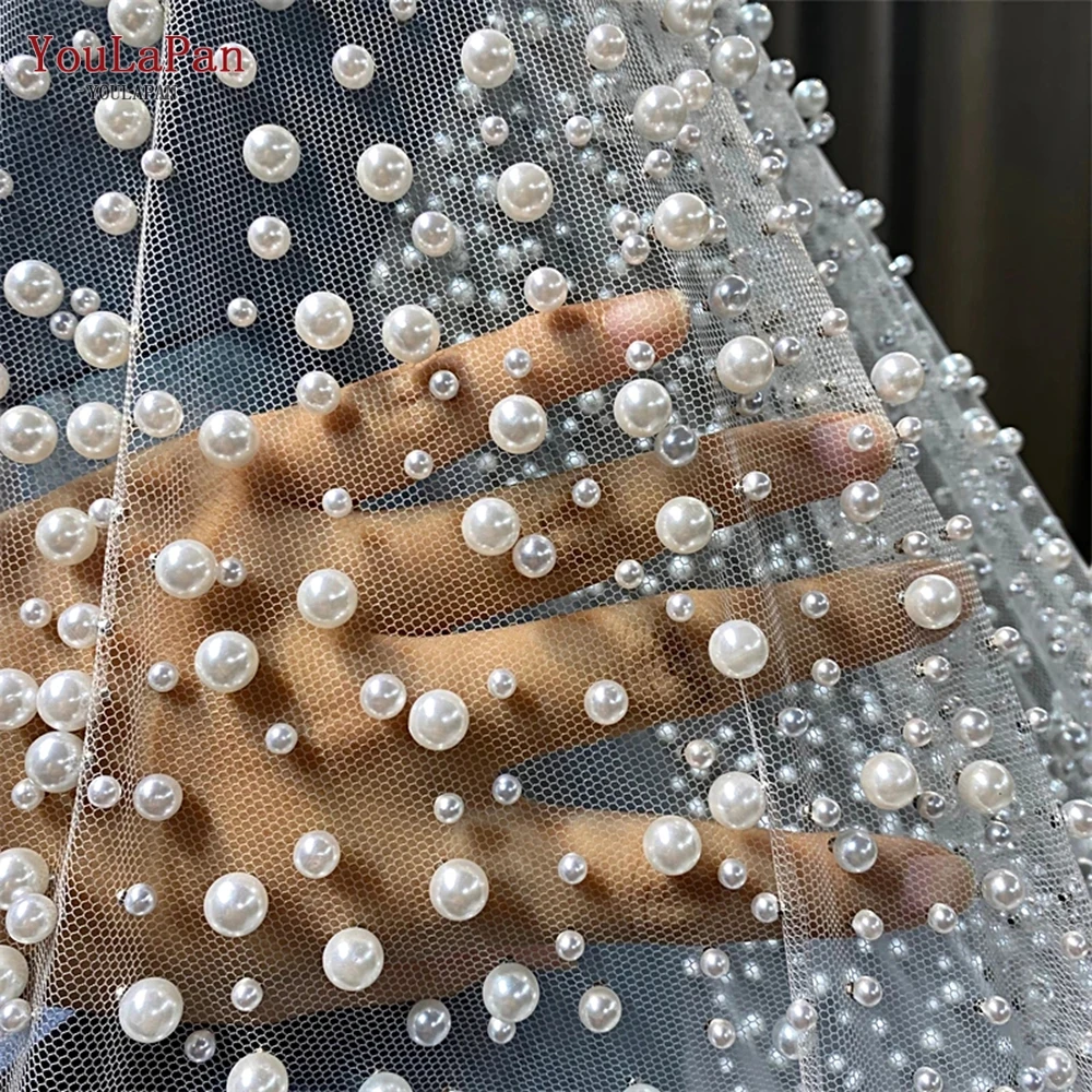 YouLaPan V139 Luxury Pearl Bridal Veil 3 M Long Wedding Veil Cathedral  Bead Bridal Veils Delicate Beaded Veil for Brides