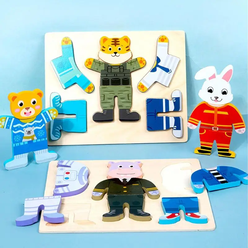 

Dress Up Puzzle Clothes Changing Jigsaw Puzzles Wooden Montessori Learning Toy For Girls And Boys Early Educational STEM Sorting