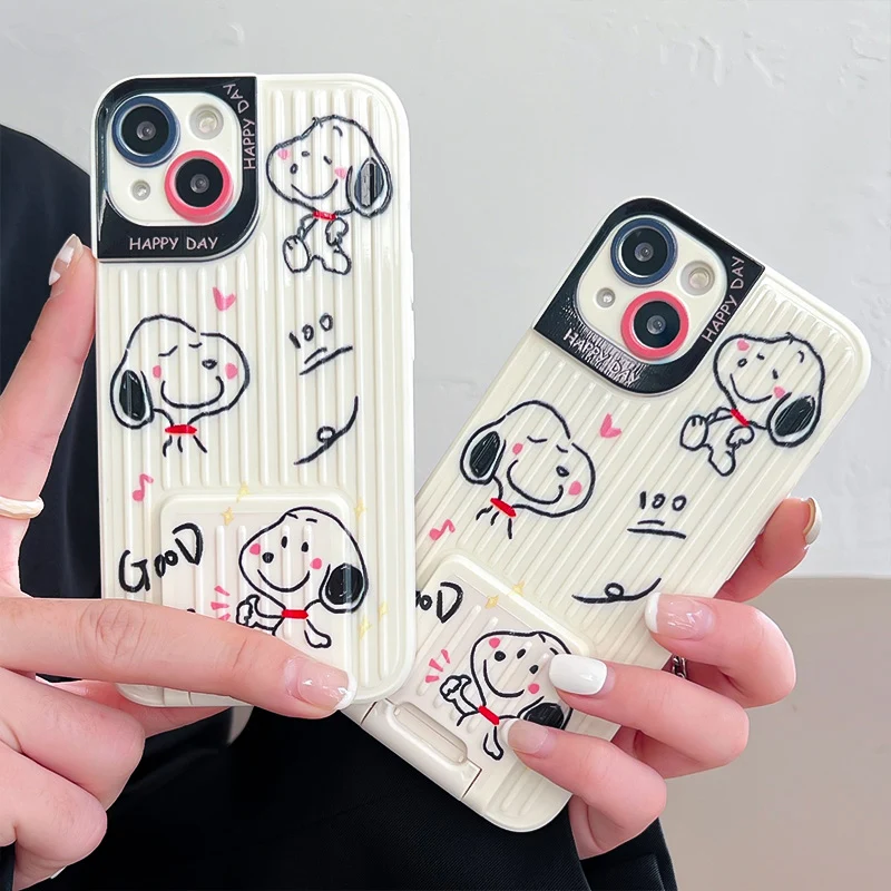 

BANDAI Cute Snoopy Stand Holder phone case for iPhone12 12Pro 12Promax 11 13 Pro 11Promax X XS MAX XR cover phone holder
