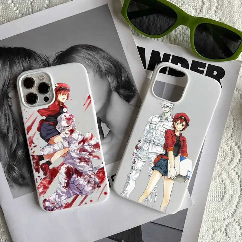 

Cells At Work anime Phone Case Candy Color for iPhone 6 7 8 11 12 13 s mini pro X XS XR MAX Plus