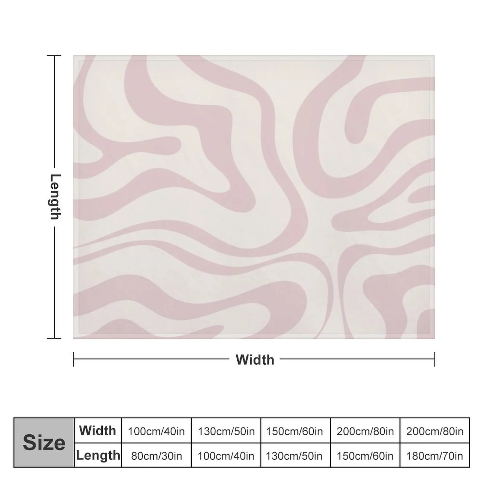 Современное ретро-одеяло в бледно-розовом и слоновой кости с жидким завитком