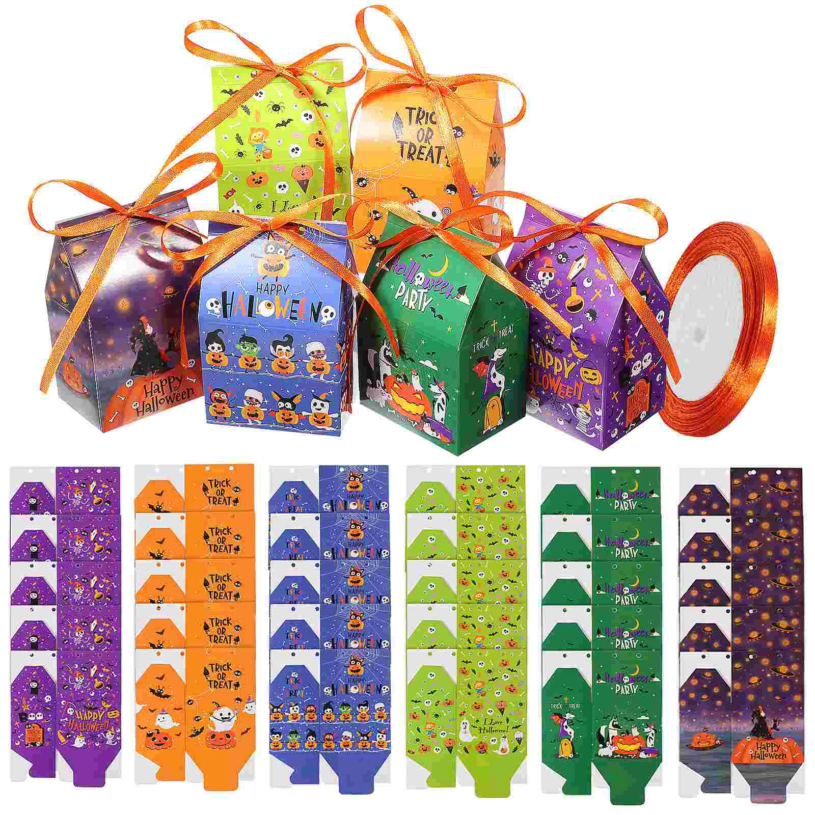 

24 Pcs Party Favor Supplies Cardboard Bags Halloween Candy Containers Treat Wrapping Paper Cookie Candies Goodies