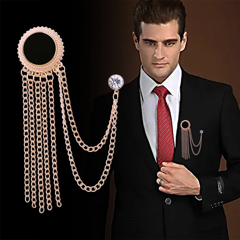 

Stylish Men's Black Tassel Suit Lapel Pin Shirt Collar Decoration Accessory - Fashionable Jewelry for Suits and Formal Attires