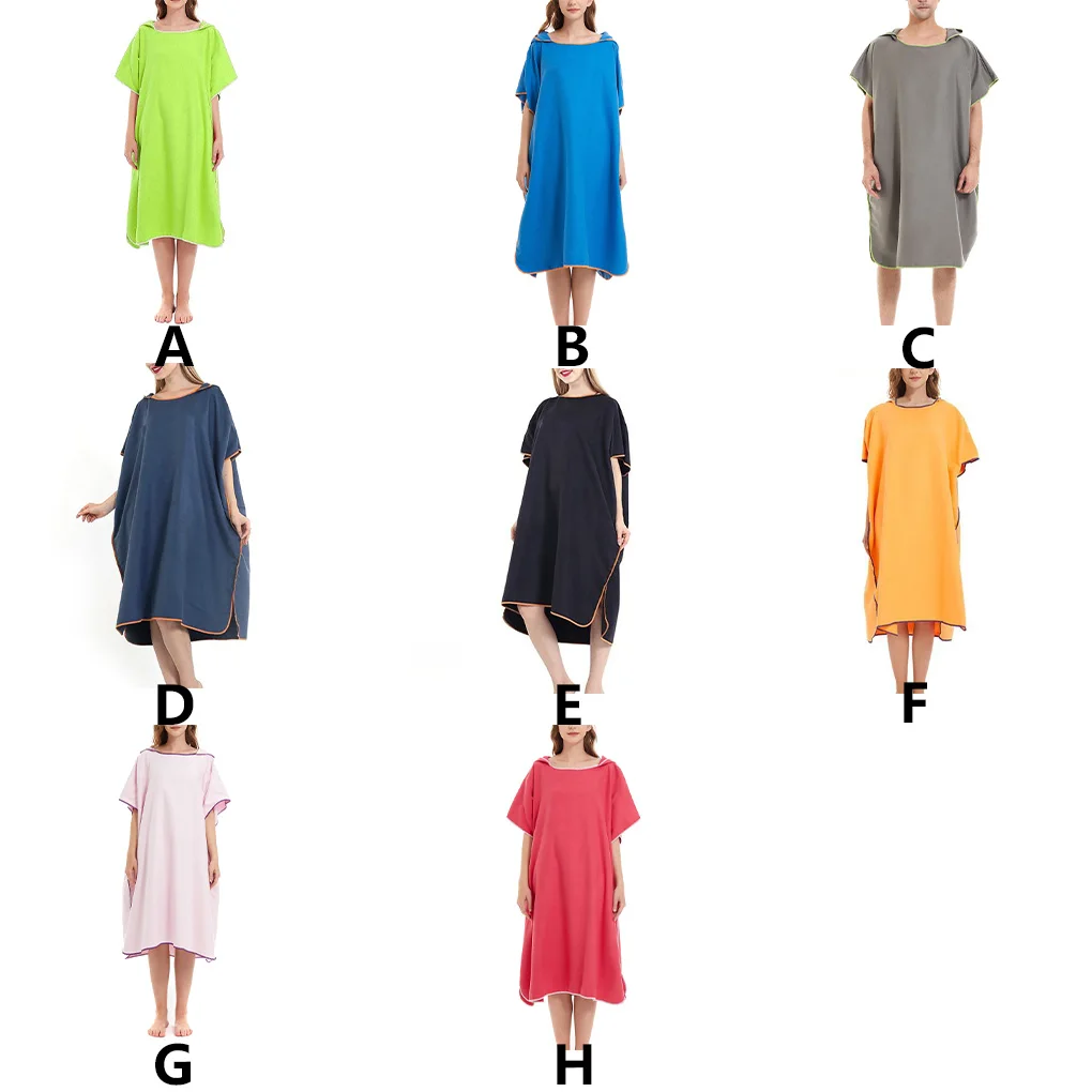 Bath Sheet Water Absorbent Sunproof Short Sleeve Hot Spring Bathrobe