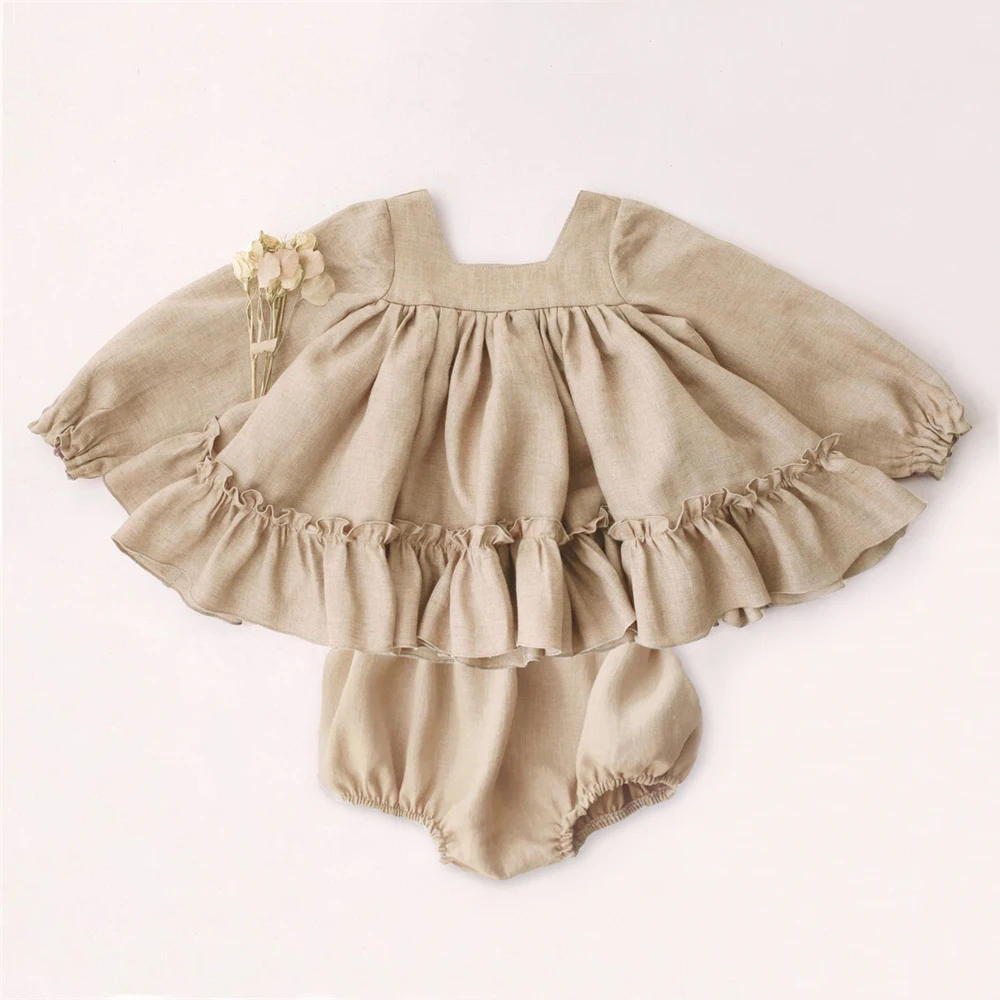 

Baby Girl Clothes Set Spring Infant Clothing Cotton Linen Blouse + Shorts Toddler Girl Clothes For 0-2Y Infant New Born Clothes