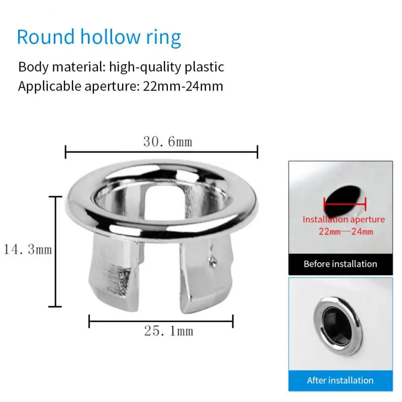 

Bath Sink Round Ring Overflow Cover Spare Sink Basin Cap Plastic Tidy Trim Basin Ceramic Pots Overflow Ring Bathroom Accessories