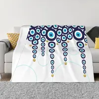 Nazar Evil Eye Lucky Charms Knitted Blankets Flannel Boho Greek Amulet Super Soft Throw Blanket for Bedding Couch Bed Rug