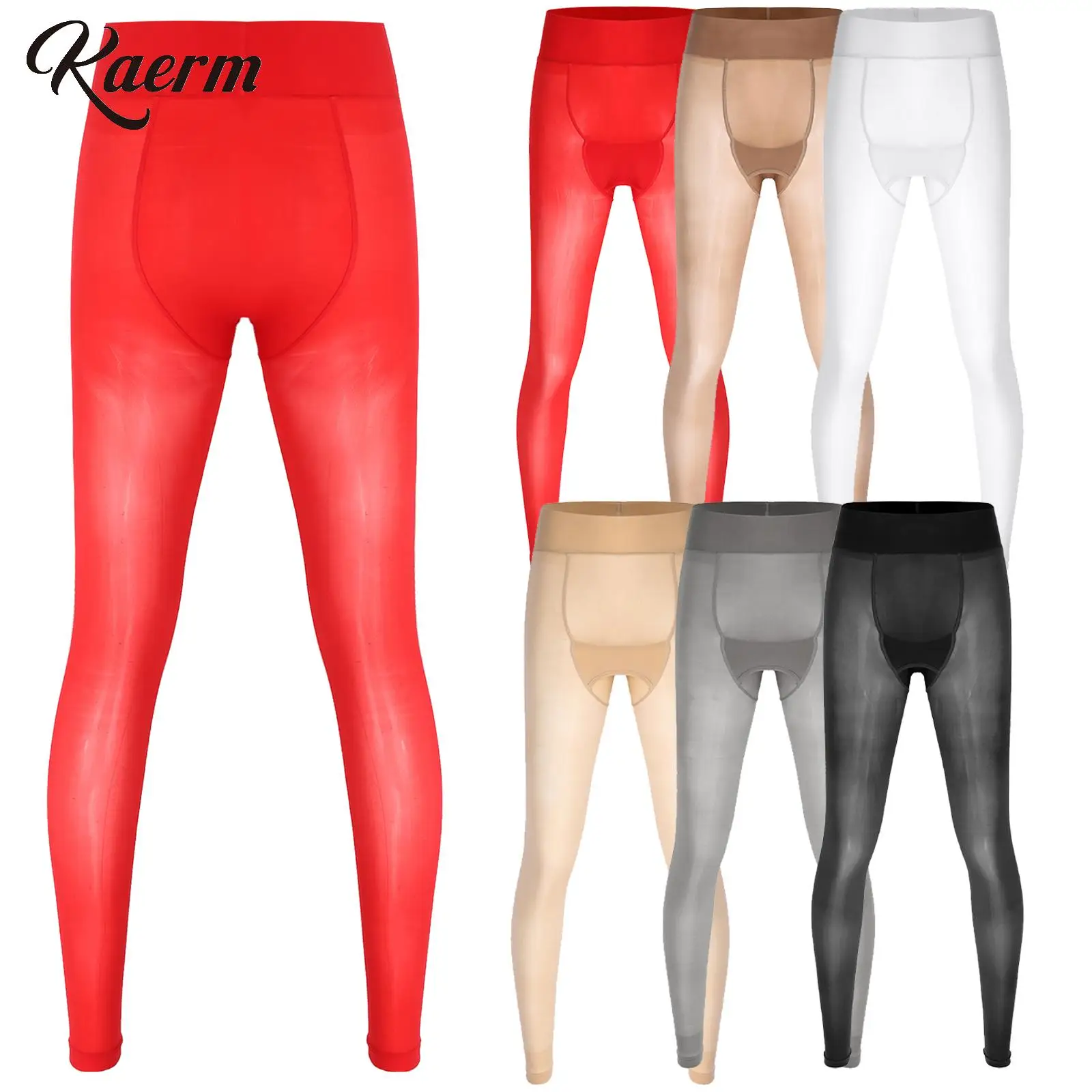 

Men's Ultra-Thin See-through Tights Underwear Long Pants Soft Ice Silk Invisible Johns Therma Leggings Loungewear Sleep Pajama