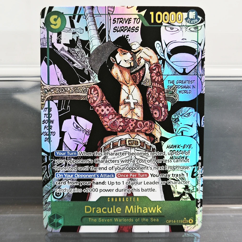 Фото Коллекционные карты One Piece TCG OPCG-6: Фольгированные карты с аниме-персонажами для домашней игры — Дракул Михоук/Шанкс/Санжи/Зоро/Эдвард №2
