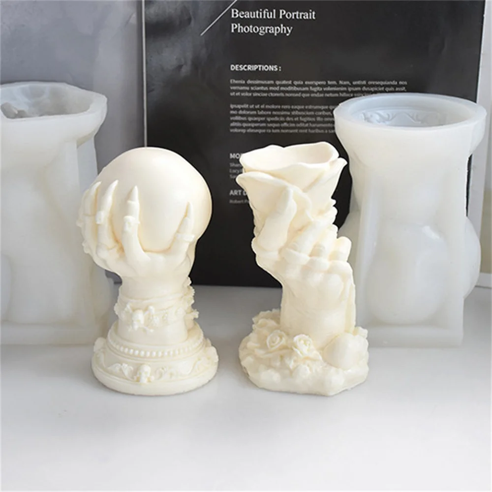 

Rose Hand Candle Mold 3D Ghost Claw Chocolate Cake Handmade Soap Plaster Resin Gypsum Silicone Mould Home Decoration Ornament