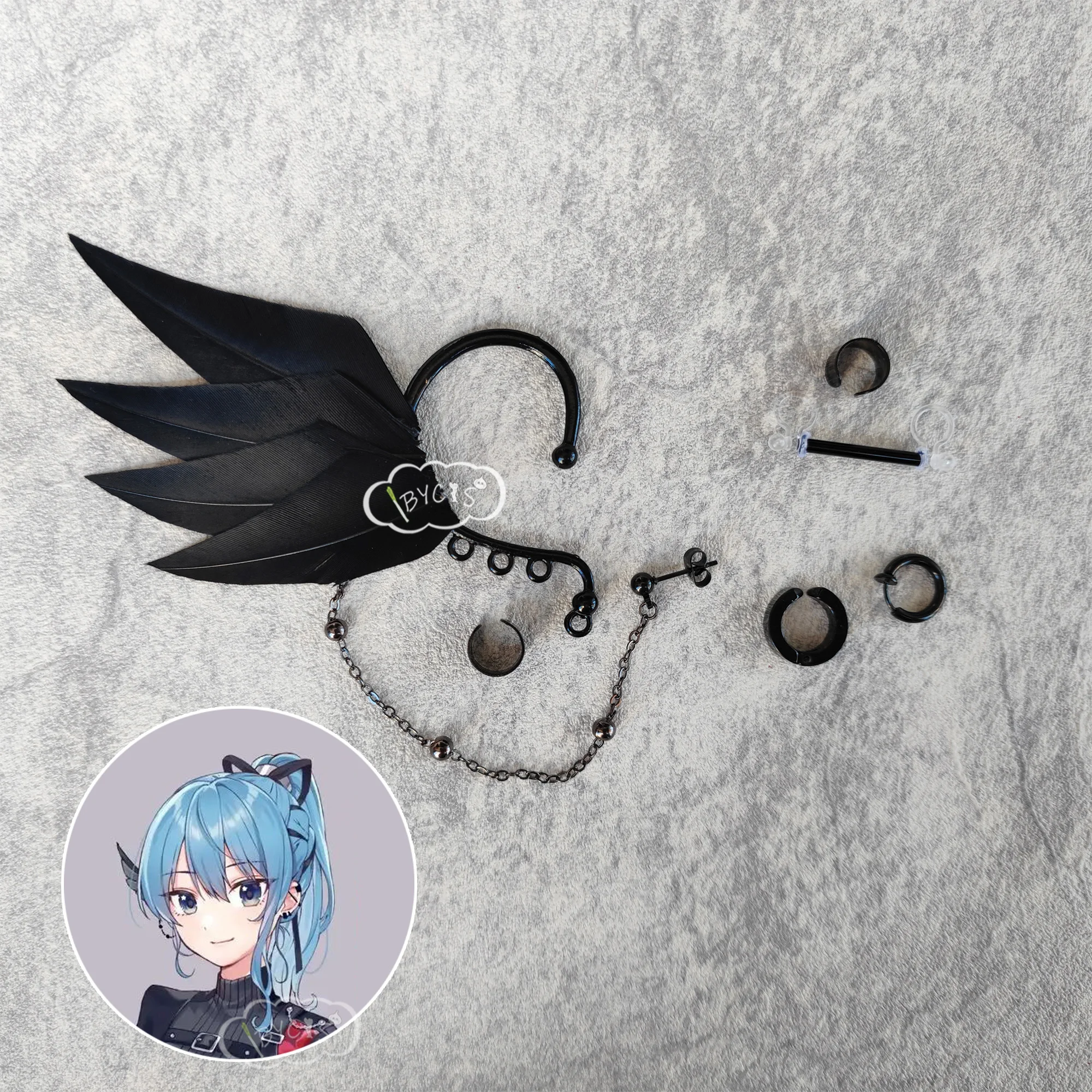 Hololive Vtuber hositech Suisei Косплей Аниме ушные манжеты серьги-булавки ювелирные изделия