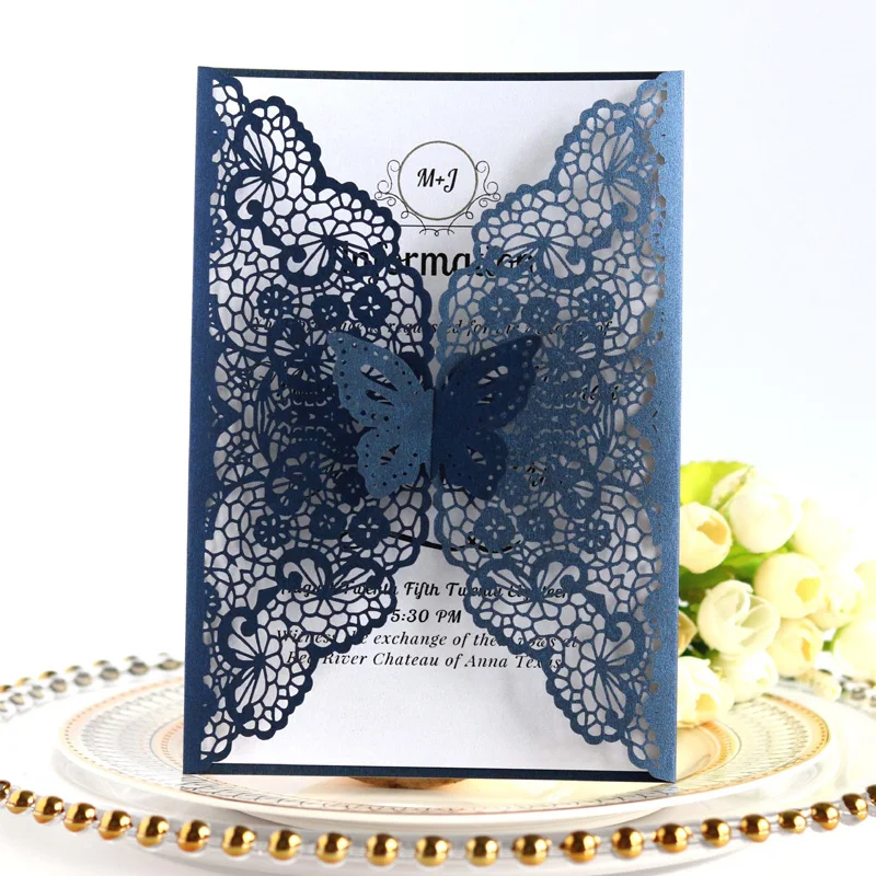 

10/20/50pcs Wedding Invitations Card Laser Cut Butterfly Greeting Cards Birthday Bridal Shower Mariage Engagement Decoration