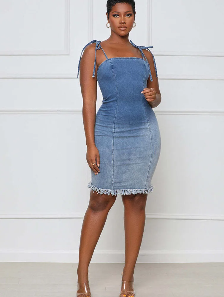 Повседневные джинсовые платья для женщин синие облегающие 2020 летние с круглым