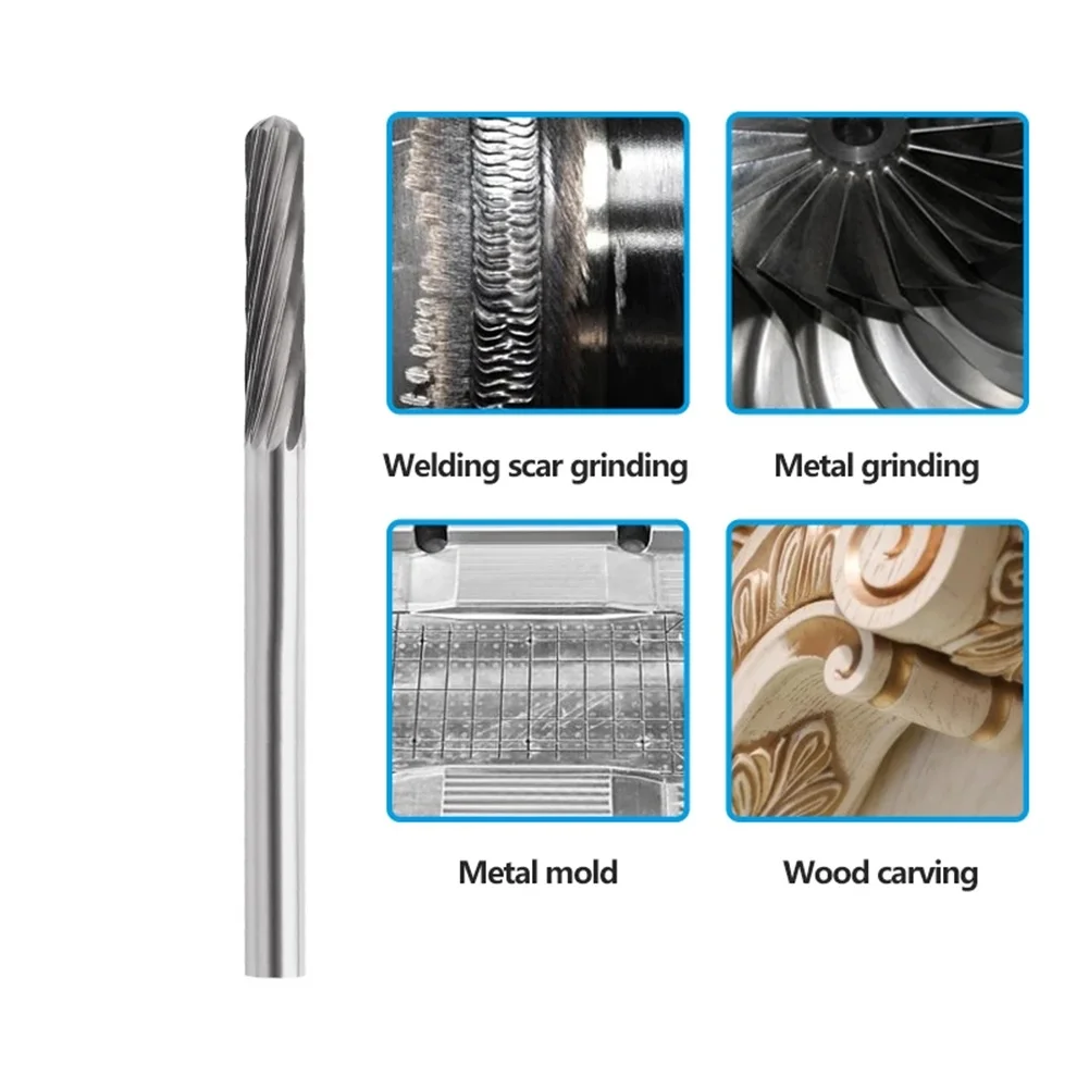 

1/5 Pcs Tungsten Carbide Rotary Burrs 3mm For Rotary Tools Milling Cutter Engraving Bits Woodworking Tools Accessories