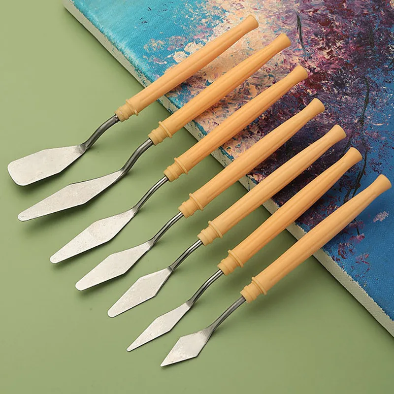 

7Pcs/Set Stainless Steel Oil Painting Knives Artist Crafts Spatula Palette Knife Mixing Scraper Art Tools Office Stationery