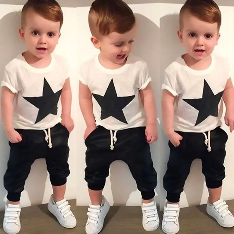 

Toddler Kids Baby Boys Clothes Star T-shirt Tops Harem Pants 2pcs Outfits Clothing Set 2-6Y