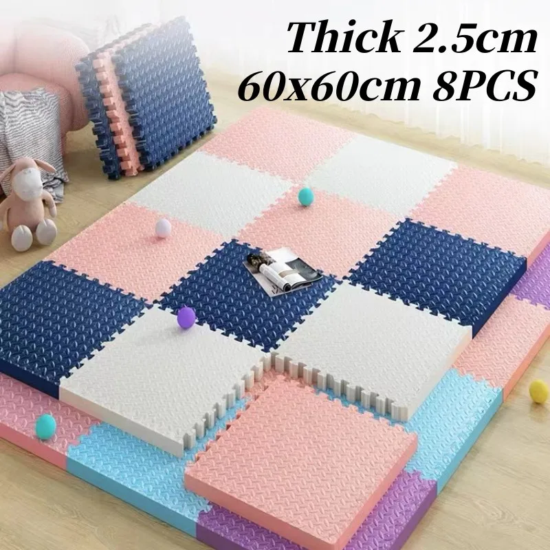 8PCS Play Mats 60×60cm Game Mats Thicke 2.5cm Baby Game Mat Play Mat Tatame Floor Mats Puzzle Mat Baby Foot Mats Baby Playmat