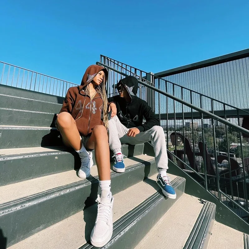 

New Y2K Women's Oversize Cardigan Women's Ins Hot Fix Rhinestone Sweatshirt Autumn Versatile Hoodie European and American Trend