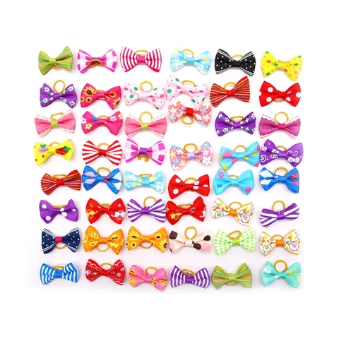 10/20pcs Dog Grooming Hair Bows Dog Bows Mix Colours Small Dog Accessories Dog Hair Rubber Bands Pet Headwear Pet Supplier