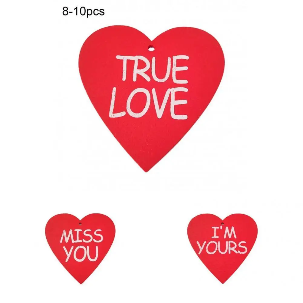 

Small 10Pcs Durable Romantic Letter Printed Heart Slices Red Heart Slices Decorative for Valentine's Day