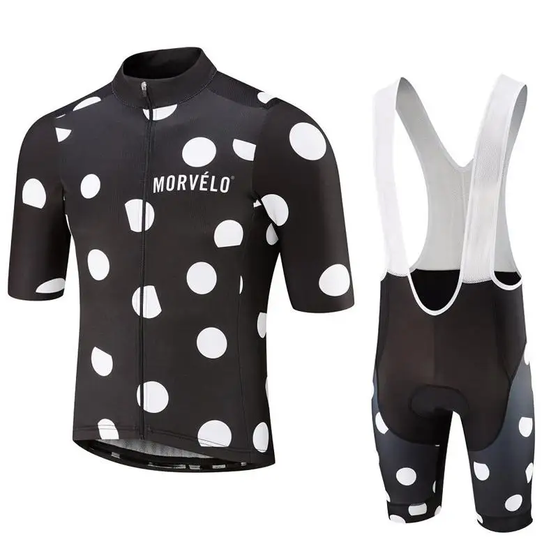 

MORVELO 2019 New Men Summer Cycling Set Short Sleeve Jersey Suit Clothing Clothes Bib Shorts Bicycle Shirt Quick Dry Sportwear