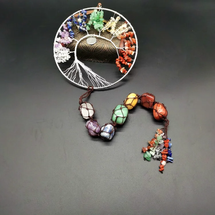 

Multicolor Wisdom Tree of life Living room pendants Quartz Pendant Chakra Natural Stone necklace