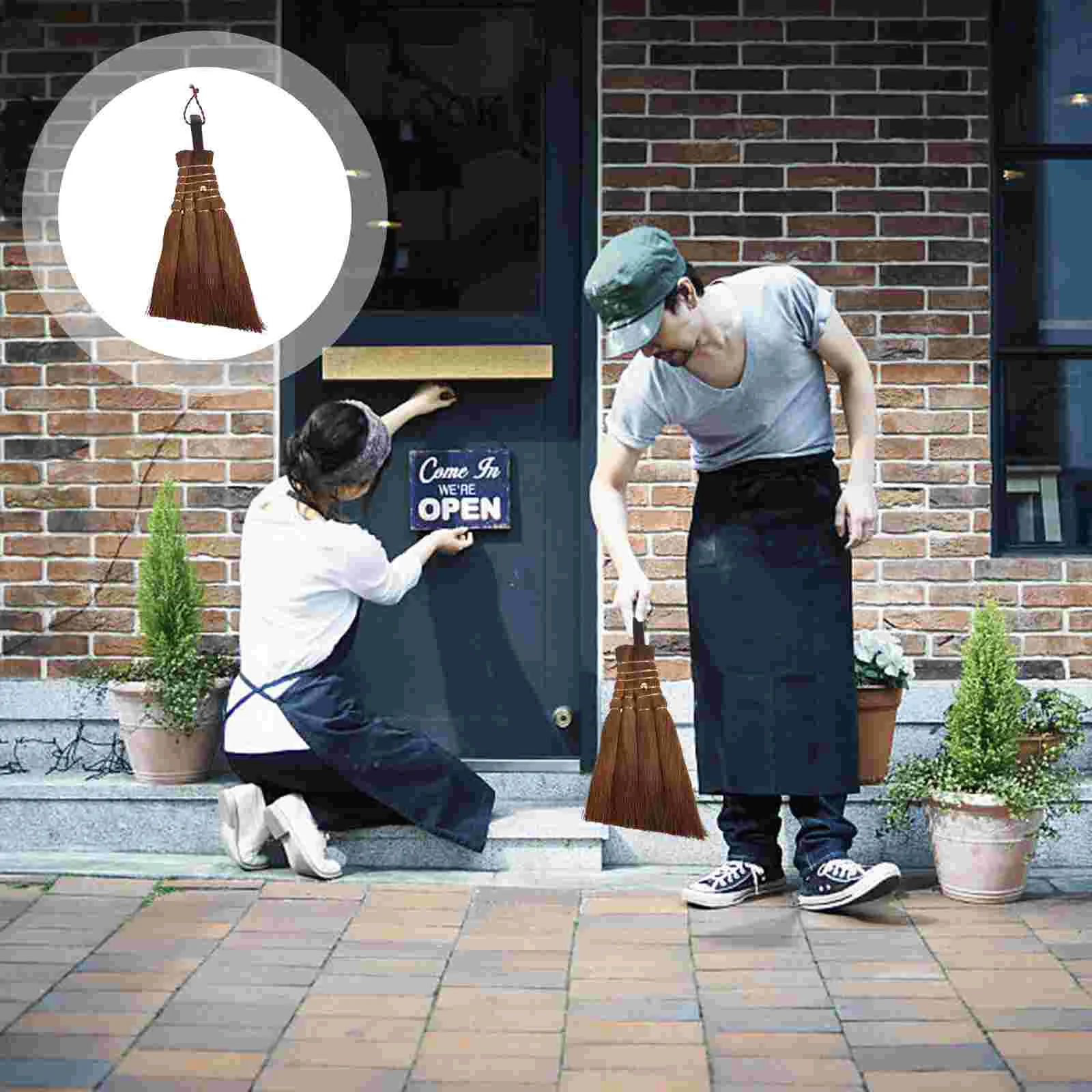 

Hand Broom Natural Bristles Small Whisk Broom Desk Cleaning Brush for Indoor Outdoor ( Light Brown )