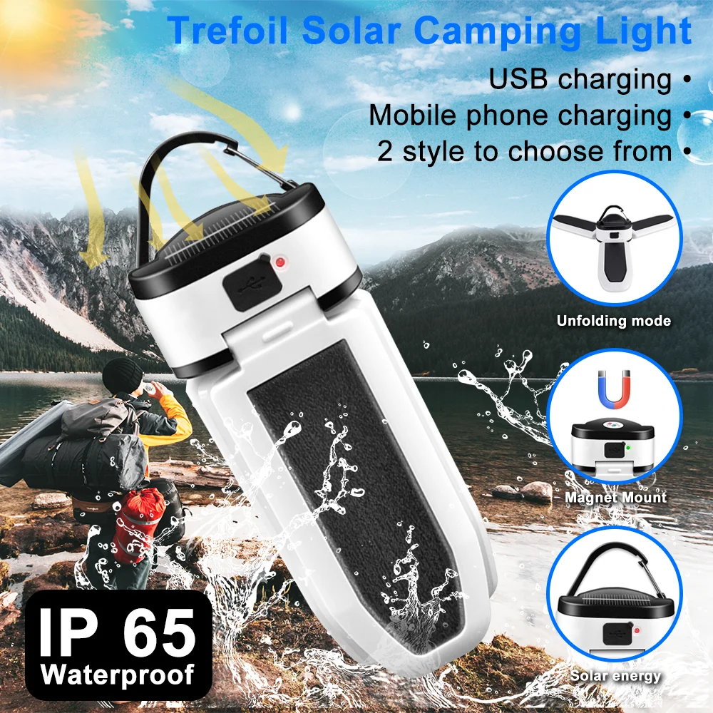 

Outdoor Led Solar Camping Lantern Portable Foldable Fan-shaped Light Rechargeable USB Emergency Camp Equipment Waterproof Lamp