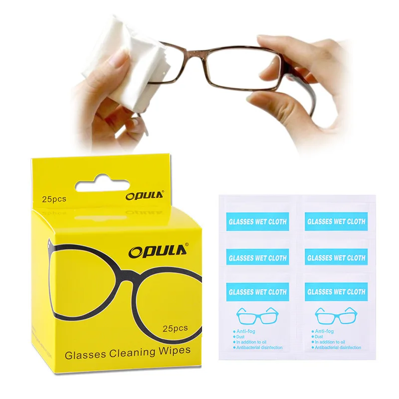 

25pcs Eyeglasses Cleaning Wipes Glasses Pre-moistened Antifog Lens Paper Individually Wrapped Disposable Eyeglass Cleaner