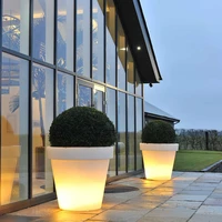 rechargeable luminous led planters 6065cm for indoors and outdoors decoration pe plastic rgb light pot for plants garden decor