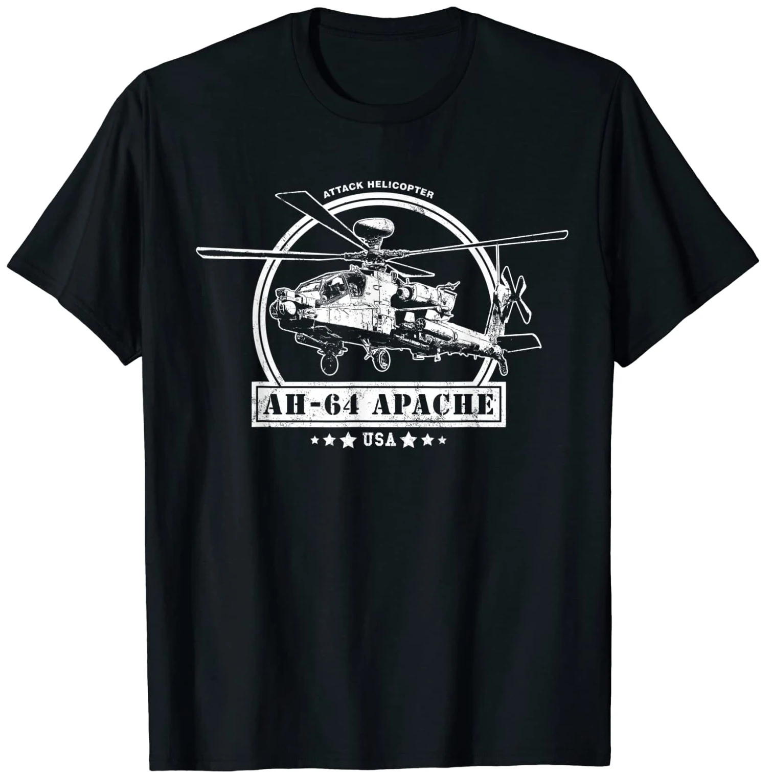 

American AH-64 Apache Attack Helicopter T Shirt. New 100% Cotton Short Sleeve O-Neck T-shirt Casual Mens Top